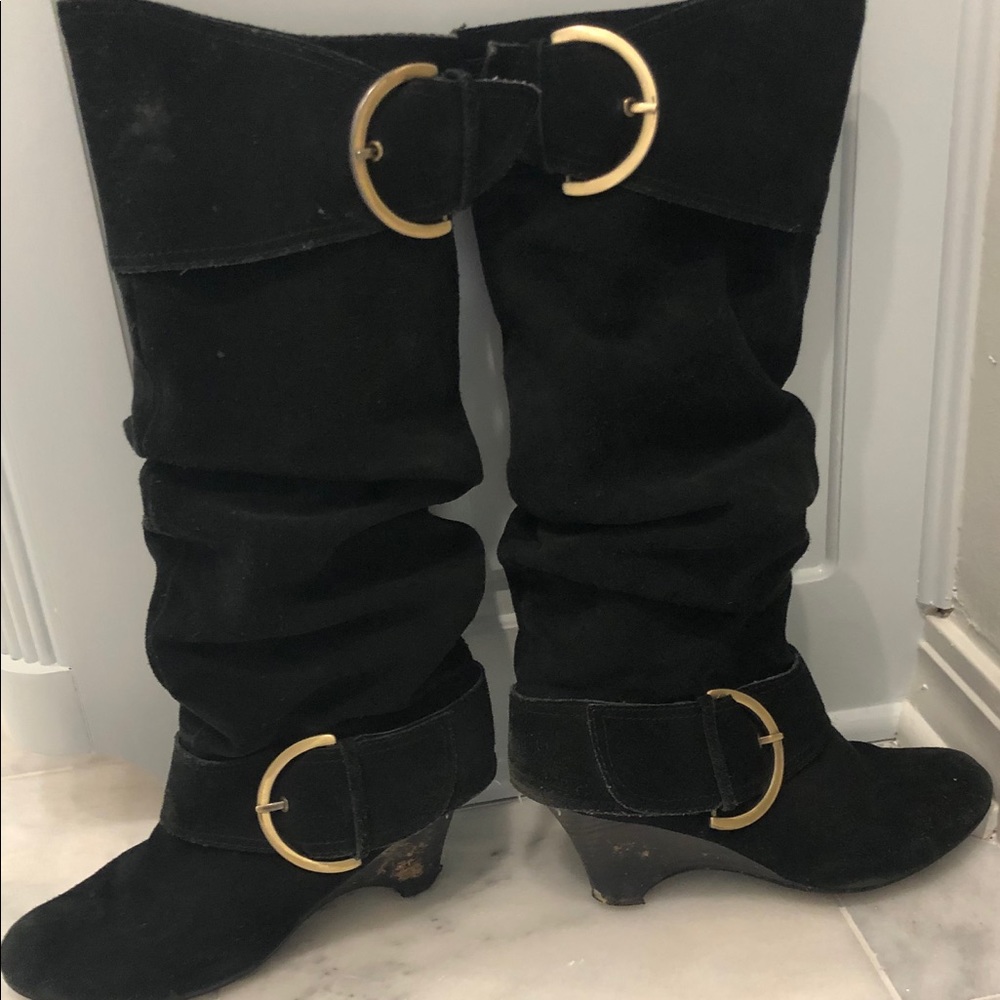 Suede Naughty Monkey slouchy wedge boots size 9
